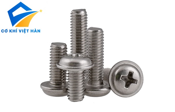 Vít pake đầu tròn liền long đen inox thân bu lông